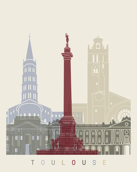 Toulouse skyline cartaz — Vetor de Stock