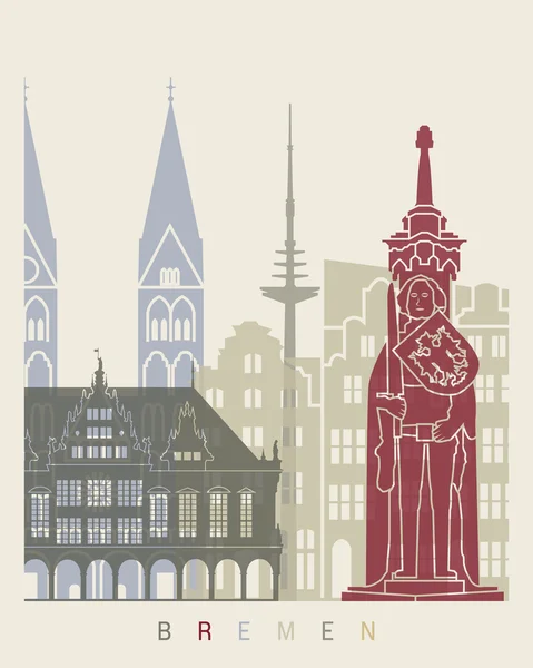 Afiche del skyline de Bremen — Vector de stock