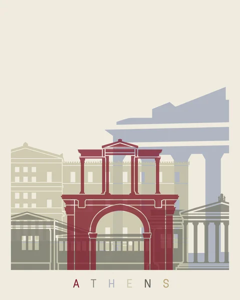 Aten skyline affisch — Stock vektor
