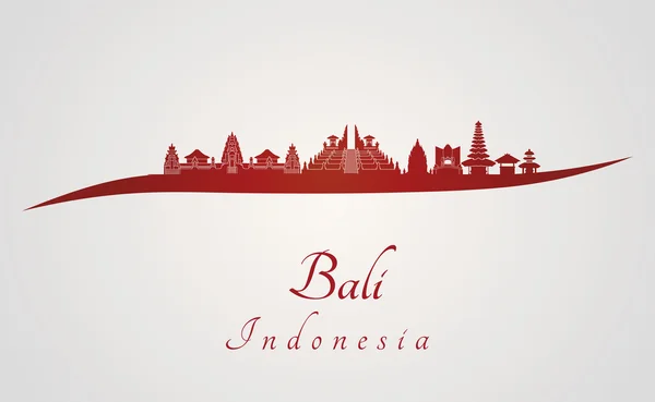 Bali skyline em vermelho — Vetor de Stock