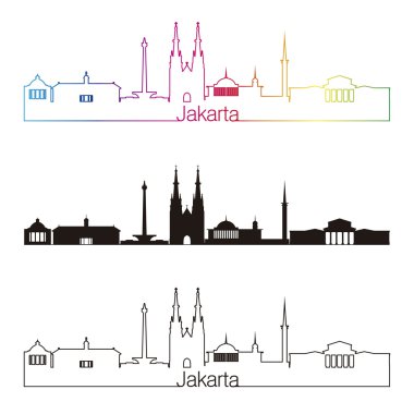 Jakarta skyline doğrusal stiliyle gökkuşağı