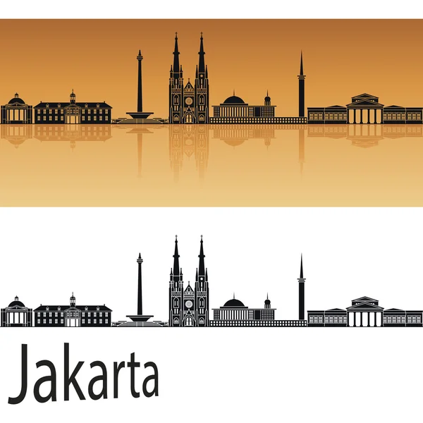 Jakarta skyline in orange - Stok Vektor