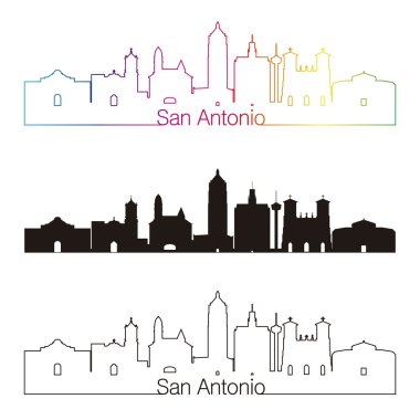San antonio skyline doğrusal stiliyle gökkuşağı