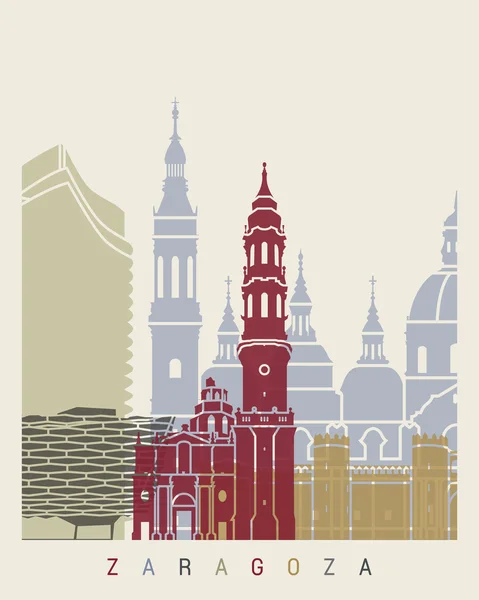 Plakat zur Skyline von Zaragoza — Stockvektor