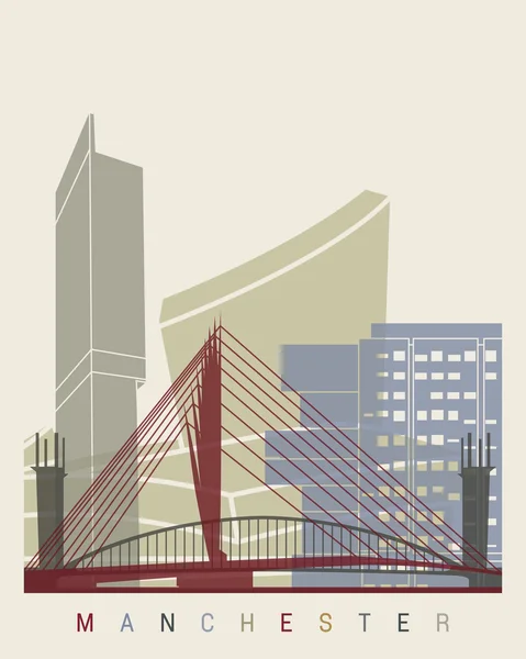 Afiche skyline Manchester — Archivo Imágenes Vectoriales