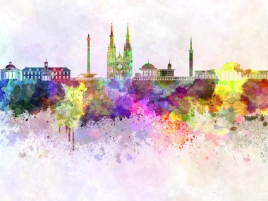 Jakarta skyline suluboya arka planda