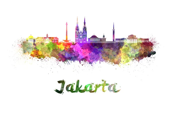 Jakarta silhuett i akvarell — Stockfoto