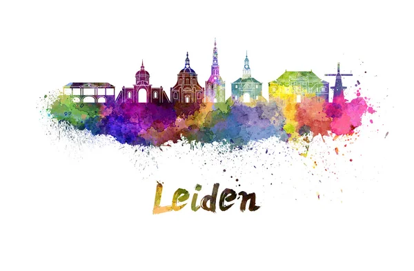Leiden Panorama v akvarel — Stock fotografie