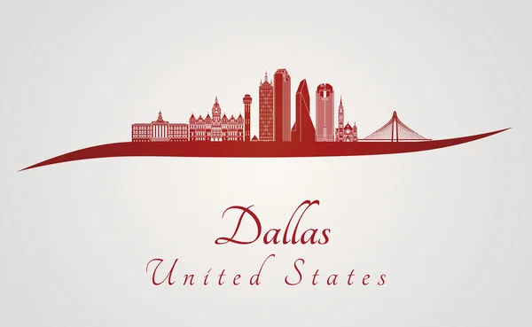 Skyline de Dallas en rojo — Vector de stock