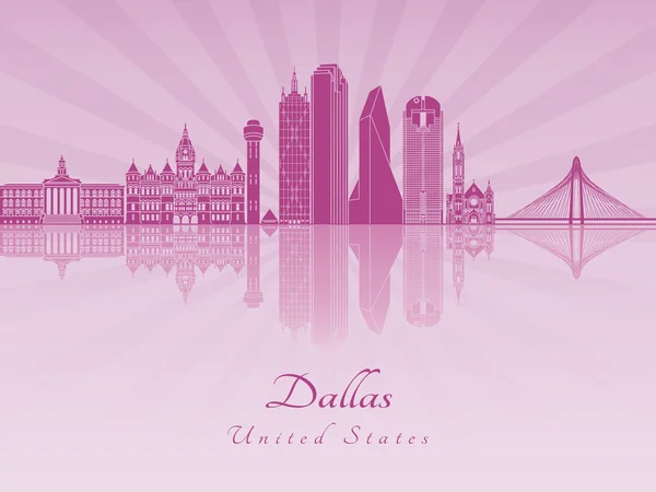 Dallas skyline en orchidée rayonnante violette — Image vectorielle