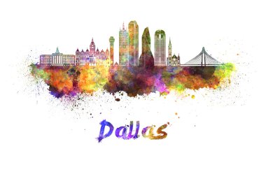 Dallas manzarası içinde suluboya