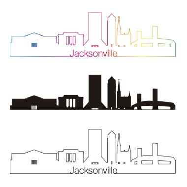 Jacksonville skyline doğrusal stiliyle gökkuşağı