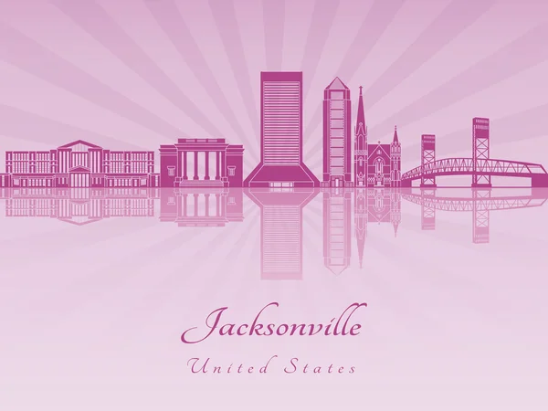 Jacksonville skyline in paarse stralende orchid — Stockvector