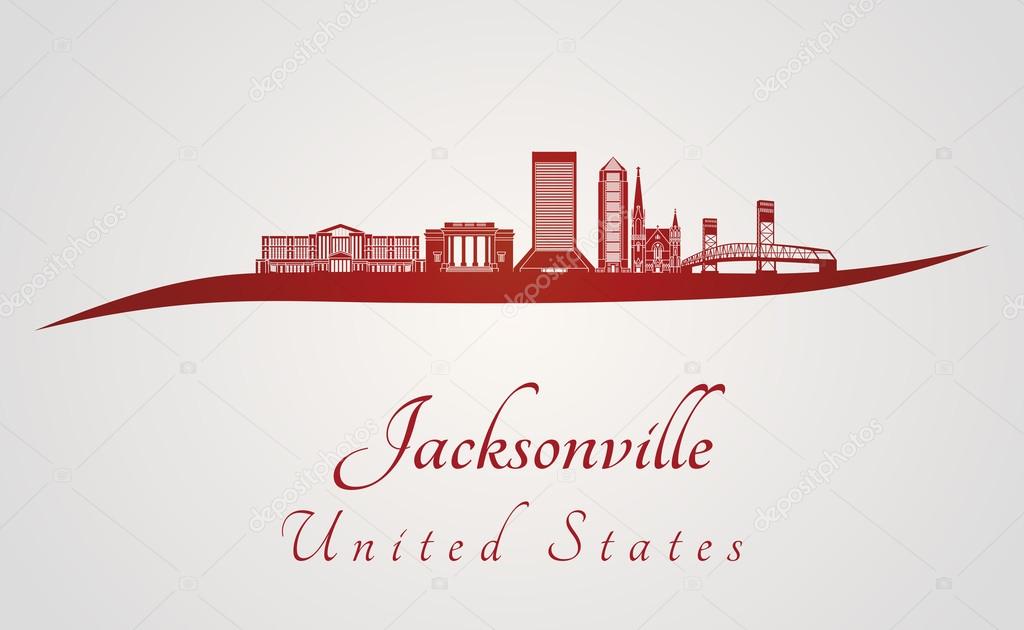 Jacksonville skyline in red