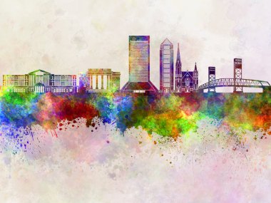 Jacksonville skyline suluboya arka planda