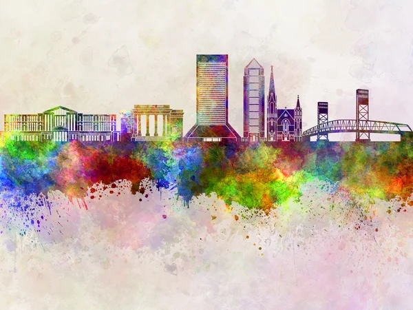 Jacksonville városkép akvarell háttér — Stock Fotó