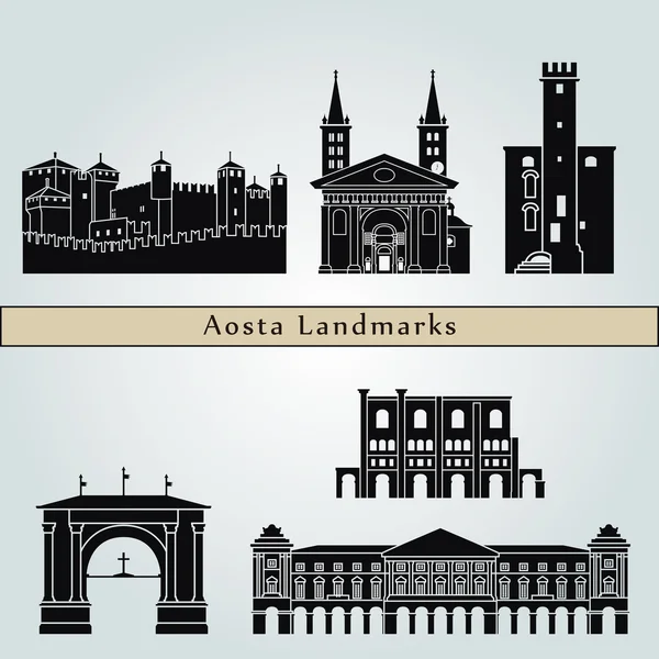 Aosta landmarks and monuments — Stock Vector