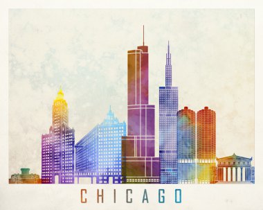 Chicago yerlerinden suluboya poster