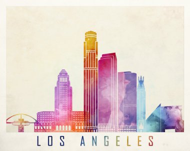 Los Angeles yerlerinden suluboya poster