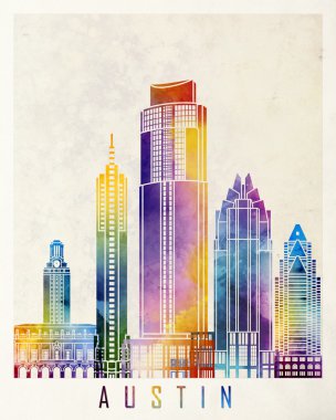 Austin yerlerinden suluboya poster