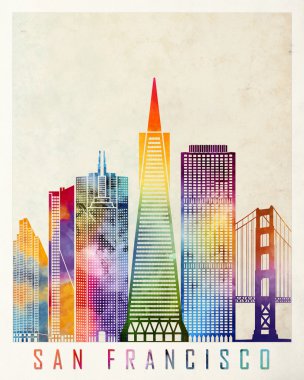 San Francisco yerlerinden suluboya poster