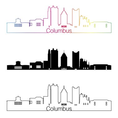 Columbus skyline doğrusal stiliyle gökkuşağı