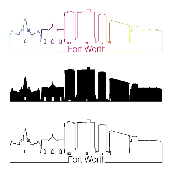 Fort worth skyline linjär stil med regnbåge — Stock vektor