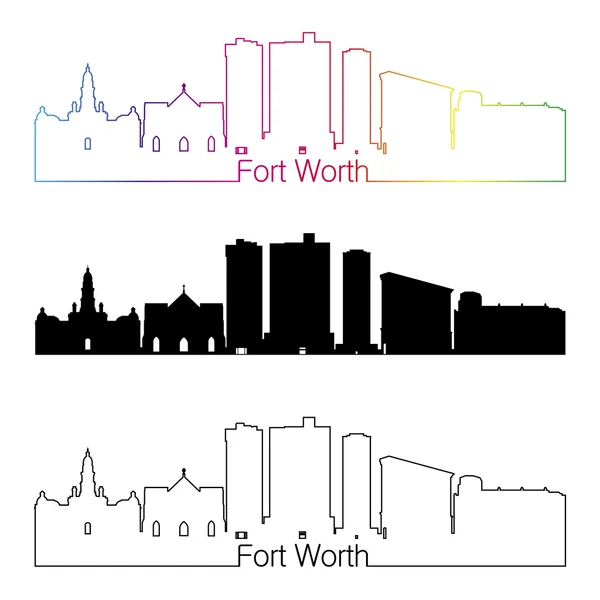 Fort worth panoramę styl liniowy z rainbow — Wektor stockowy