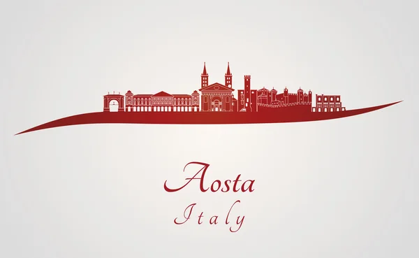 Aosta skyline in red — Stock Vector