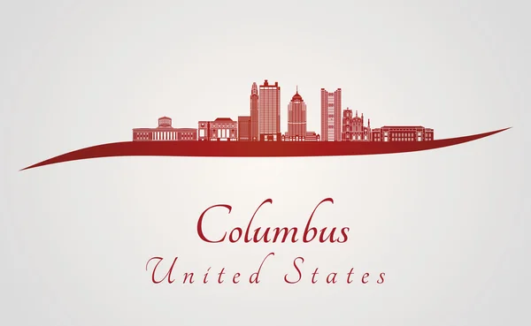 Columbus skyline i rött — Stock vektor