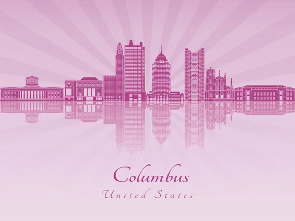 Columbus panoramę w purpurowa orchidea promieniowania — Wektor stockowy