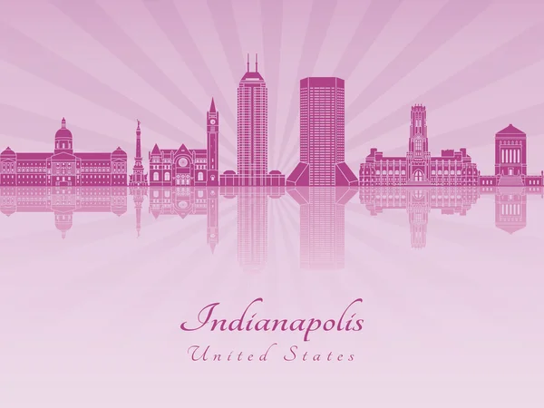 Skyline di Indianapolis in orchidea radiante viola — Vettoriale Stock