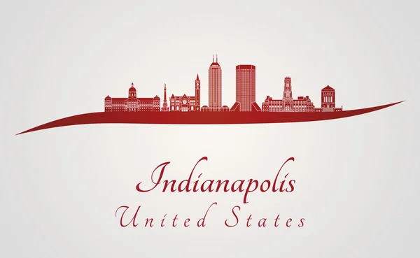 Indianapolis skyline in het rood — Stockvector