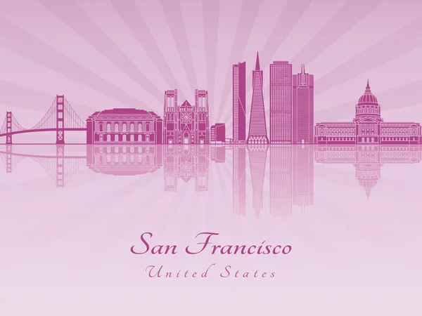 Skyline de San Francisco en orquídea radiante púrpura — Vector de stock