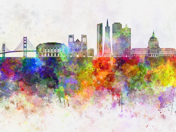 San Francisco Skyline in Aquarell Hintergrund — Stockfoto