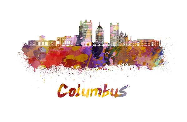 Columbus panoramę w akwarela — Zdjęcie stockowe