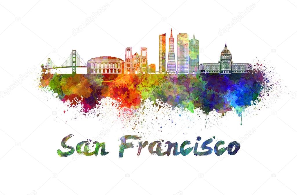 San Francisco skyline in watercolor