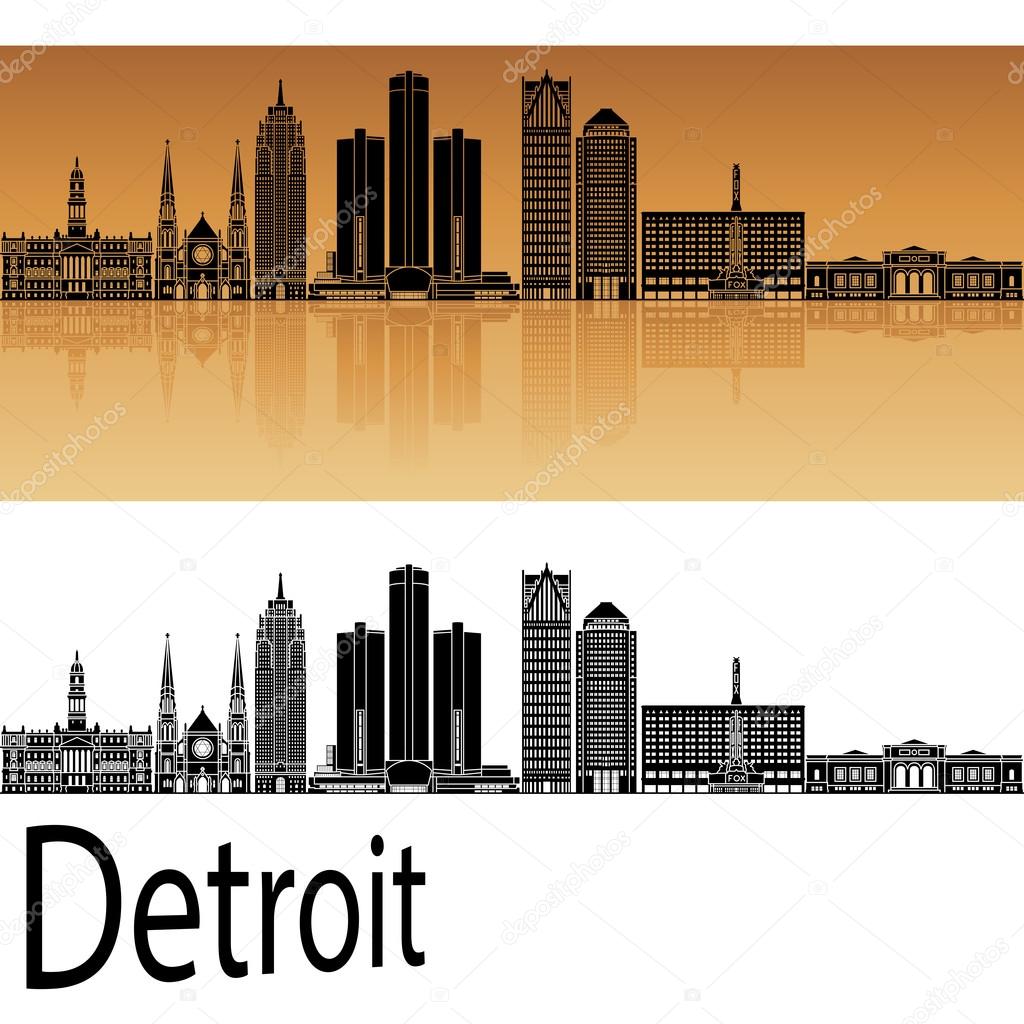 Detroit skyline in orange
