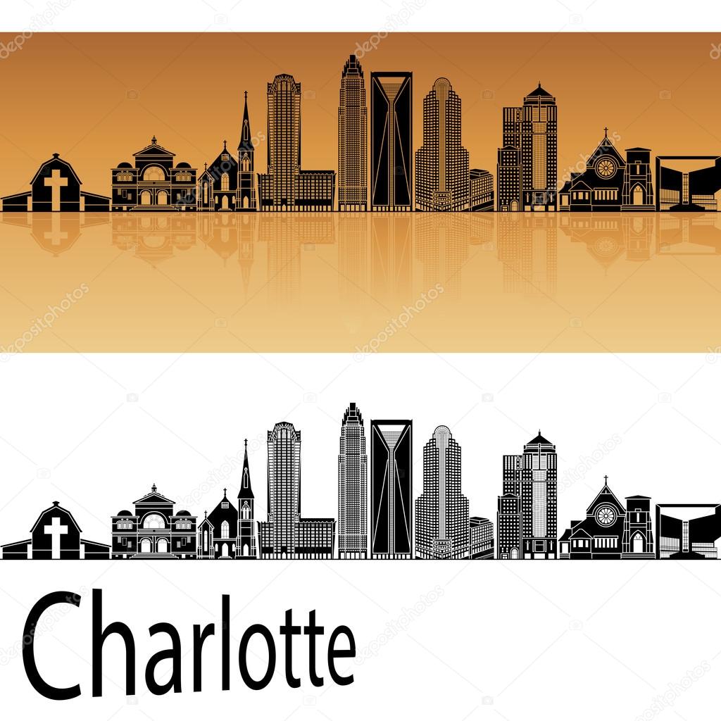 Charlotte skyline in orange