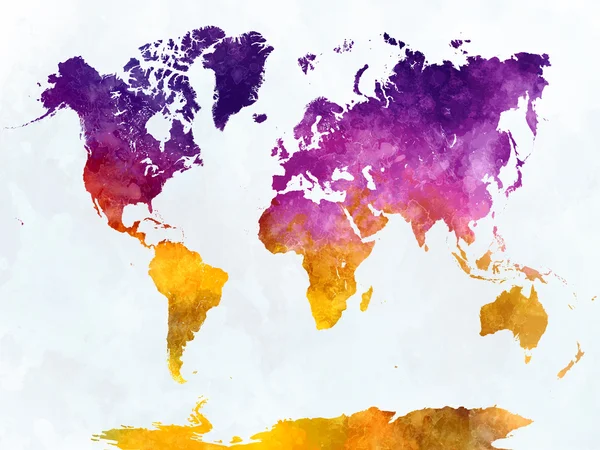 Kaart van de wereld in aquarel — Stockfoto