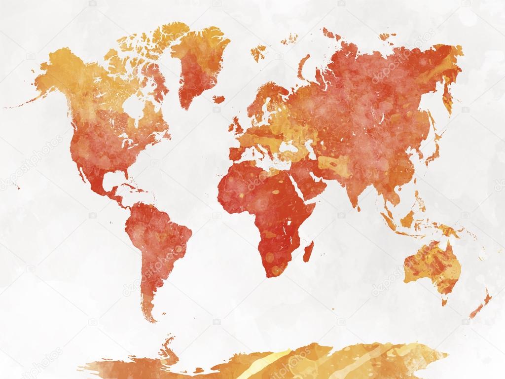 World map in watercolor 