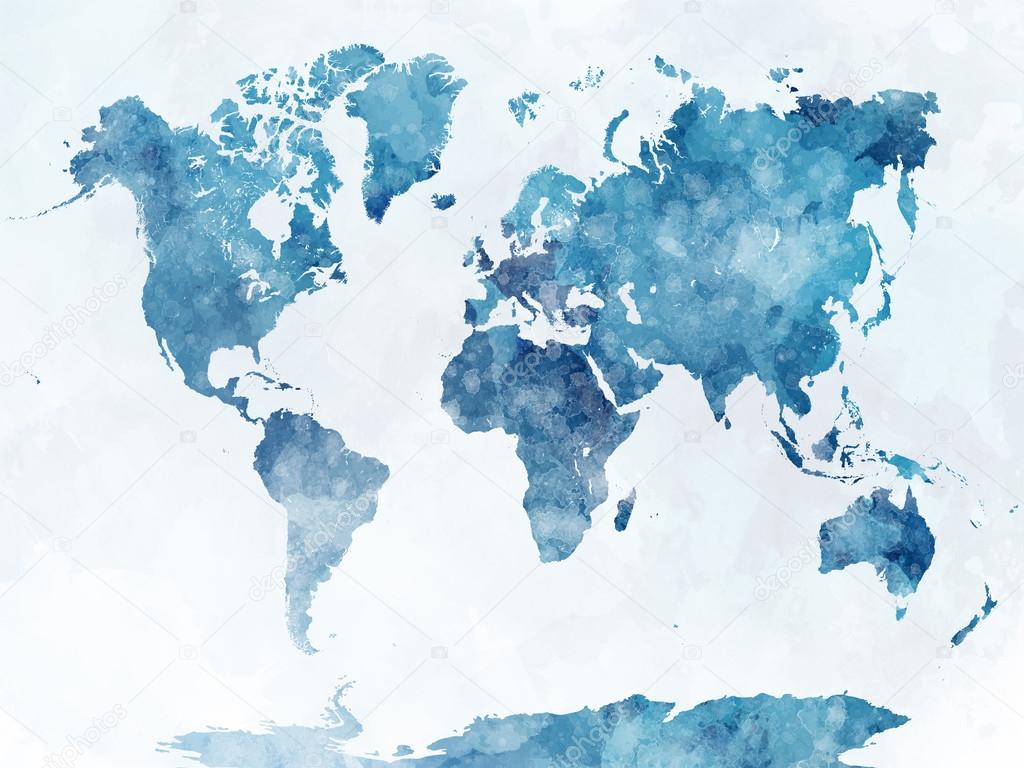 World map in watercolor 