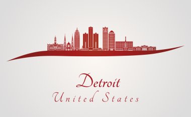Detroit skyline kırmızı