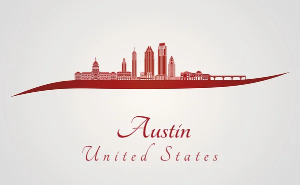 Skyline Austin V2 en rojo — Vector de stock