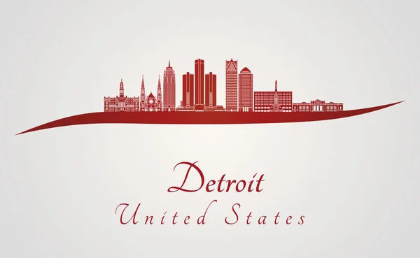 Detroit skyline i rött — Stock vektor