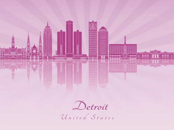 Detroit Skyline in violett leuchtender Orchidee — Stockvektor