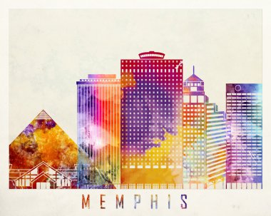 Memphis yerlerinden suluboya poster