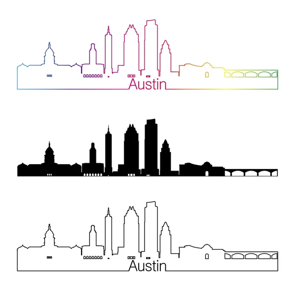 Austin Panorama lineární styl s duhou — Stockový vektor