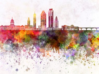 Austin skyline suluboya arka planda