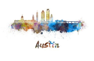 Austin manzarası içinde suluboya